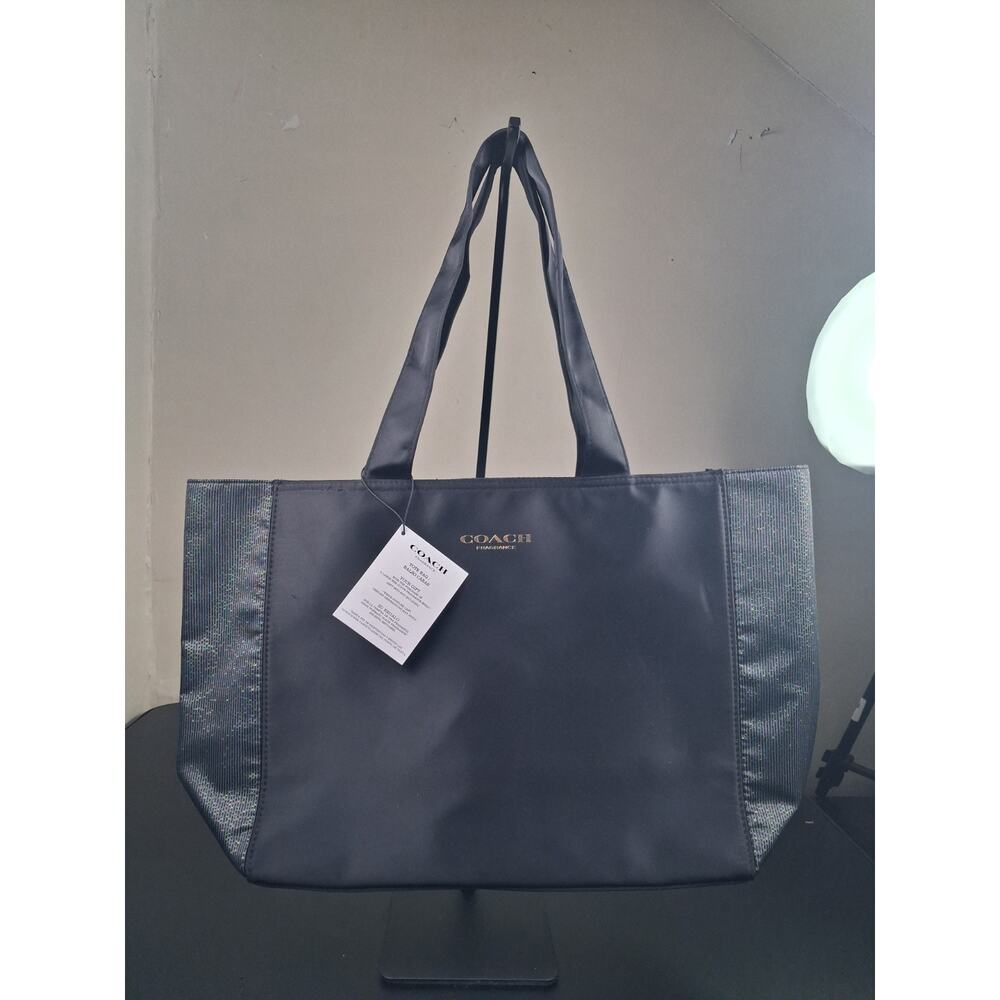 Coach Tote Bag Gray w/ Shimmering Side Panels Shopping Travel Purse Handbag NWT